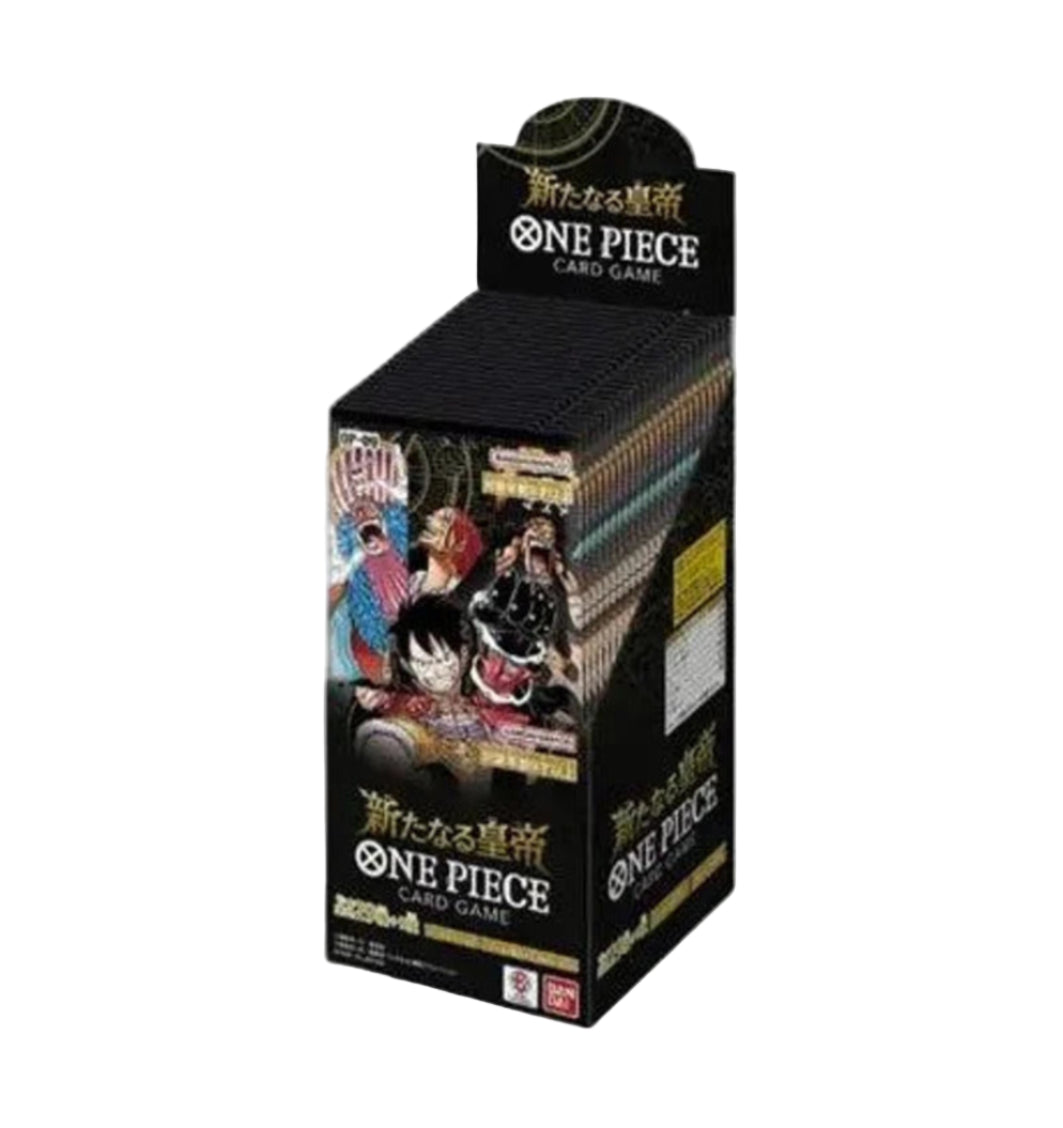 One Piece trading card game box on a white background