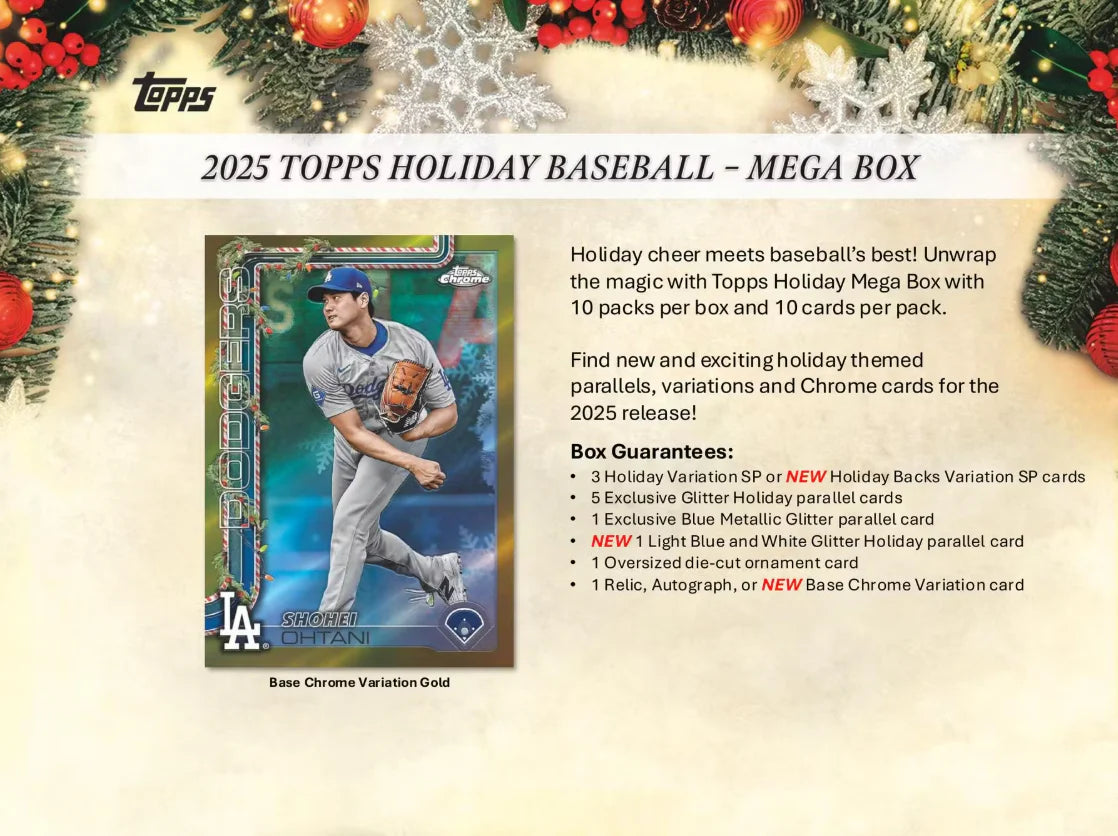 2025 Topps Holiday Baseball Factory Sealed Mega Box